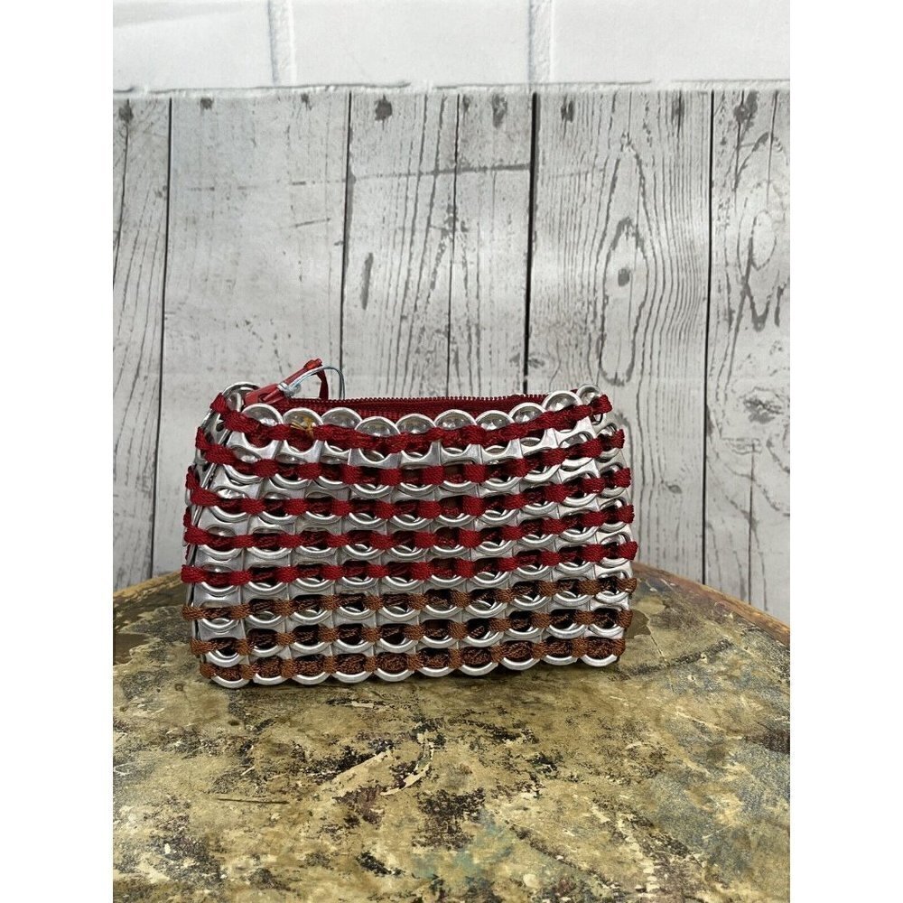 Novica Red Brown‎ Beaded Style Soda Pop-Top Coin Purse Wristlet wallet Women's